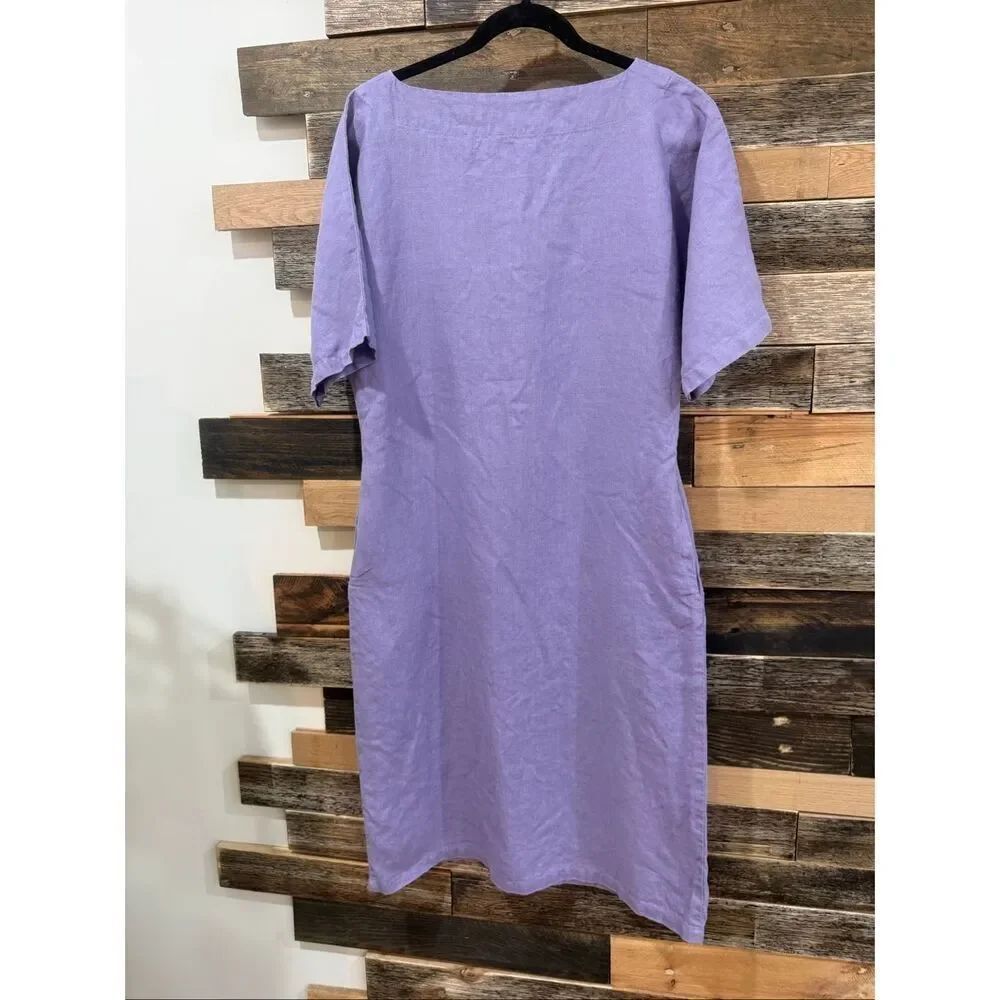 Love and Confuse Linen lavender dress relaxed fit oversized lagenlook size S - Picture 2 of 9